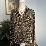 CH Chancelle Women Blouse Size 14 Collared V Neck Long Sleeve Open Front Button Photo 1