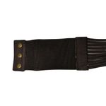 Angie Vintage  Wide Brown Beaded Faux Leather Elastic Stretch Snap Closure Belt Photo 5