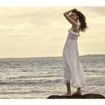 NWT Doen Vita in Powder White Cotton Poplin Eyelet Trim Tiered Midi Dress XL Photo 9