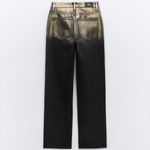 ZARA  Z1975 STRAIGHT Leg CROPPED HIGH-WAIST FOIL JEANS Gold/Black Size 38/6 NEW Photo 9
