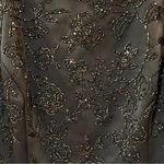 Vintage Oleg Cassini Black Tie Beaded Top Size 10 Brown Beaded Cocktail Formal Photo 3