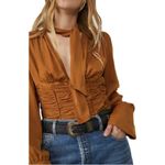 Free People Meet Me There Buttondown Top in Amber X-Small New Womens Blouse Photo 10