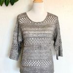 Roz & Ali Grey Crochet Sequin Pullover Sweater MP Photo 2