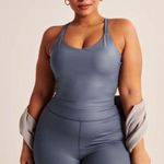 Abercrombie & Fitch Sheen V-Neck Cropped Racerback Tank Top Blue Size Small Photo 0