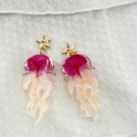 Pink Jellyfish Stud Dangle Earrings, Beach Earrings, Novelty Earrings Photo 3