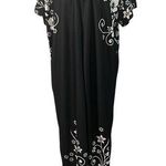 Anthony Richards Black White Floral Hawaiian SS 1/2 Zip Robe Loungewear Medium Photo 0