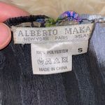 Alberto Makali Vintage Crinkle Zip Up Black & White Zebra Floral Sequin Blouse Photo 5