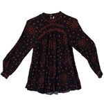 Free People  womens XS red black flowers in her hair blouse long sleeve floral Photo 0