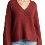 Madewell Sweater V-neck Oversized Burgundy Exposed Seam Texture Wide Sleeves Photo 2