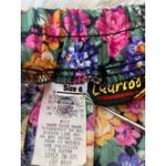 Vintage Floral Midi Skirt Pink Yellow Purple Cottage Core Pleats Cotton Sz Small Photo 2