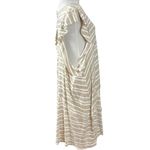 Free People Coastal Preppy Linen Tee Dress Tunic Neutral Tan Stripe Large NWT Photo 5