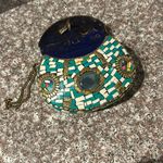 Vintage Turquoise & White Mosaic Tile Purse Blue Photo 3