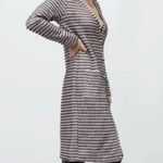 ZARA  Pink Black Tweed Long Sleeve Cardigan Sweater Size Small Photo 0