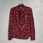 Love moschino  Red Floral Neck Tie Bow Blouse Sz 8 Photo 1