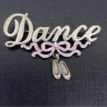 Vintage Pewter Dance Ballet Shoes Brooch Pin Signed JJ Photo 1