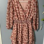 Mimi Chica Muted Pink Dress with gold threading and smocked waist. Photo 0