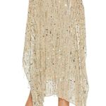 Mac Duggal  Cape Back Fringe Beaded Robe Dress Size Large Style #94044 in Nude Photo 1