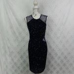 Parker  Black‎ Illusion Sequin Blue Cocktail Sheath Mini Dress Size L NWOT $460 Photo 3