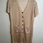 Open Knit Button Front Cover Up Dress Beige Tan Size undefined Photo 3