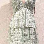 Gianni Bini Sleeveless Lace Midi Dress Tiered Skirt Deep V Mint Green Size 4 New Photo 0
