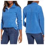 Caslon  Sweater Womens Medium Blue 1/4 Zip Fleece Knit‎ Pullover Top Photo 1