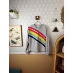 Evereve  Gray Rainbow Stripe Crewneck Sweatshirt - Size - Small Photo 1