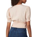 ASTR Tallulah Cropped Button Front Creamy Pink 3/4 Sleeve Blouse Top Photo 2
