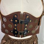 Spirit Halloween  Steampunk‎ Costume Skirt Vest Mask Adult M/L Brown Gothic Gears Photo 2