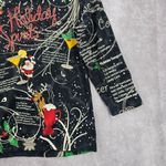 Cactus Bay Black Christmas Holiday Festival Y2K VTG Artsy Print Top Medium Photo 2