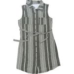 No Boundaries  Junior Green White Striped Shirt Dress V-Neck M (7-9) Photo 0