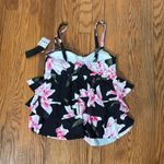 ISLAND ESCAPE Triple Tier Bandeau Tankini Top sz 6 Black Pink‎ Swimwear NWT Photo 7