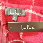 Lulus  Spence Wine Red Plaid Mini Skirt Chic Retro A-Line Wool-Look Stylish Sz L Photo 4