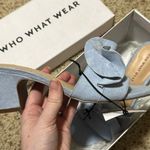 Who What Wear  Blue Faux Suede Ruffle Heel Sandals Photo 0