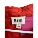 BiBi Red Pink Color Block Shirt Dress Ruffle Sleeves Partial Button Front Medium Photo 2