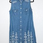 Bit & Bridle New Blue Chambray Embroidered Shirt Dress Size Medium Photo 0