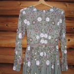 Mac Duggal 5716 Womens Green Sequined Floral Long Sleeve High Neck Midi Dress Photo 10