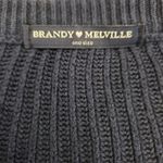 Brandy Melville  Cotton Navy Blue Ribbed Cropped V Neck Pullover Sweater One Size Photo 4