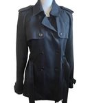 Club Monaco  Women Belted Trench Coat L Navy Classic Trendy Minimal Chic Capsule‎ Photo 5