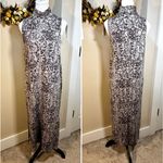 Garnet Hill High Neck Sleeveless Snake Print Maxi Dress with Side Slits NWT Sz S Photo 1