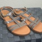 Bella Vita  Women's Size 6 Strappy Sandal Gray Brown Italian Leather Crocodile Photo 2