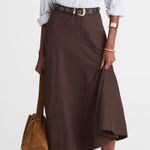 Madewell J.Crew Paneled Midi Skirt in Cotton-Blend Twill Dark Carob Photo 0