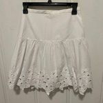 J.Crew  White 100% Cotton Crochet Hem Mini Flare Skirt Size 00 EUC Photo 0