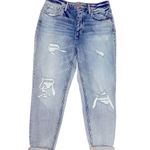 Maurice's Edgely Maurice’s High Rise Mom Button Fly Distressed Jeans Women’s 12‎ Short Photo 1