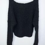 Free People Black Boho Oversized Popcorn Knit V-Neck Pullover Sweater XS Photo 11