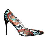 Carlos Santana Women’s Blue Leopard Paisley Posy Stiletto Heels Size 7.5 Photo 4