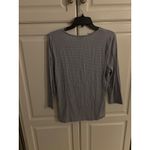 Talbots  Womens Blue Geometric Print Faux Wrap Ruched 3/4 Sleeve Top Size L Photo 4