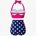 CHERRY CAT Womens Vintage Retro Polka High Waisted Underwire Bikini Swim 8 Photo 2