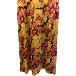 J.Crew  Floral Satin Dress Size 6 Silk Brown Yellow Pink V-Neck Photo 2