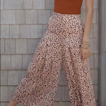 Anthropologie  Maeve Isobel Wide Leg Pleated Leopard Print Pants- Size Small Photo 0