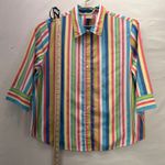 Blair Rainbow Womens Button Up Shirt Size L Striped Business Office‎ Professional Photo 13